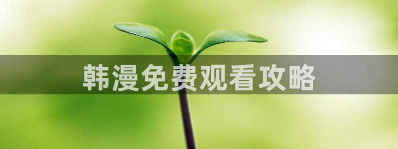 第一韩漫免费漫画：韩漫免费观看攻略